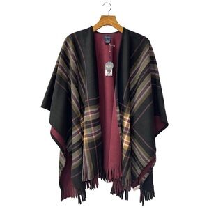 RACHEL Rachel Roy Reversible Fringe Fleece Shawl One Size